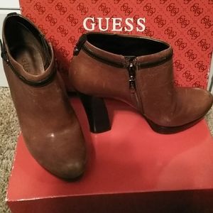 Guess Brown Leather Booties